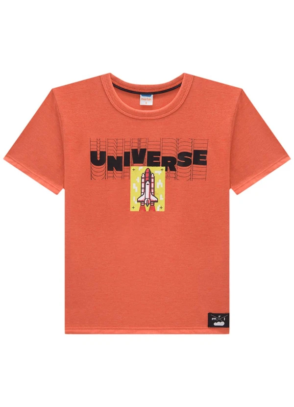 Marlan - Camiseta Infantil em Meia Malha Penteada Laranja