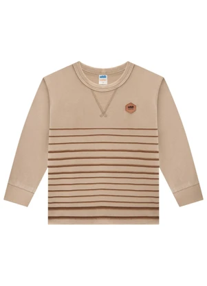 Marlan - Camiseta Infantil em Meia Malha Penteada Marrom - MARLAN