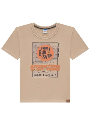 Marlan - Camiseta Infantil em Meia Malha Penteada Marrom - MARLAN