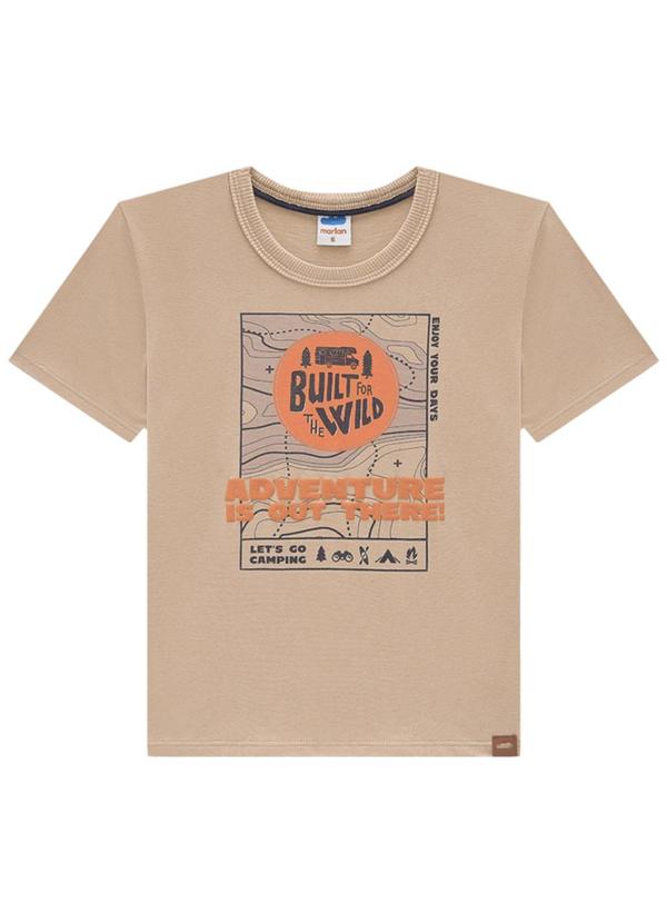Marlan - Camiseta Infantil em Meia Malha Penteada Marrom