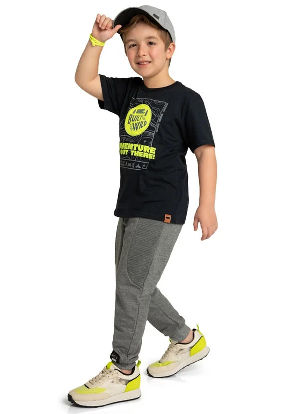 Marlan - Camiseta Infantil em Meia Malha Penteada Preto 2