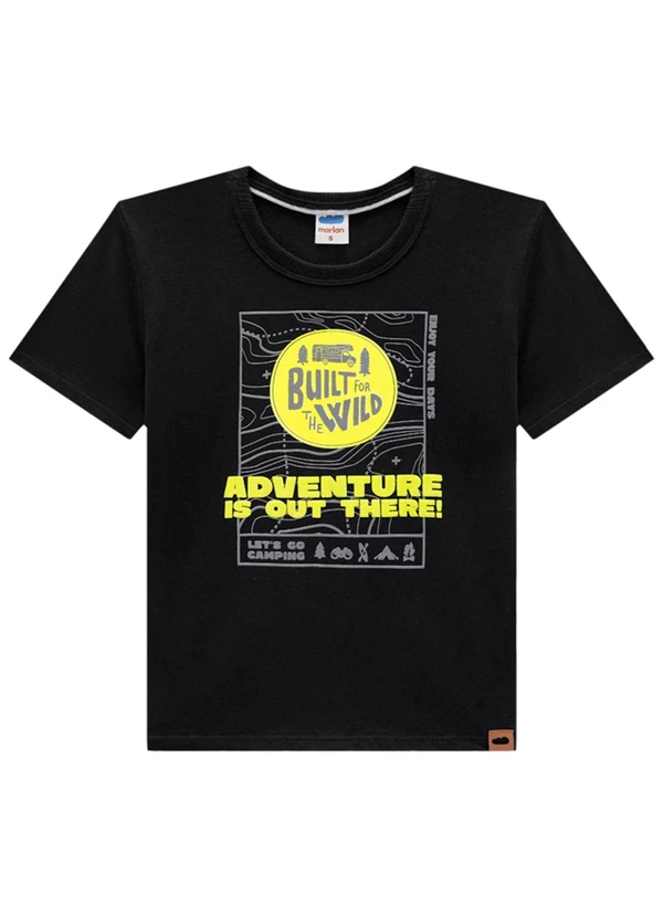 Marlan - Camiseta Infantil em Meia Malha Penteada Preto 3