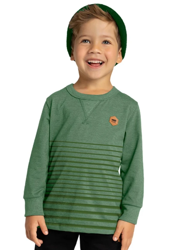 Marlan - Camiseta Infantil em Meia Malha Penteada Verde
