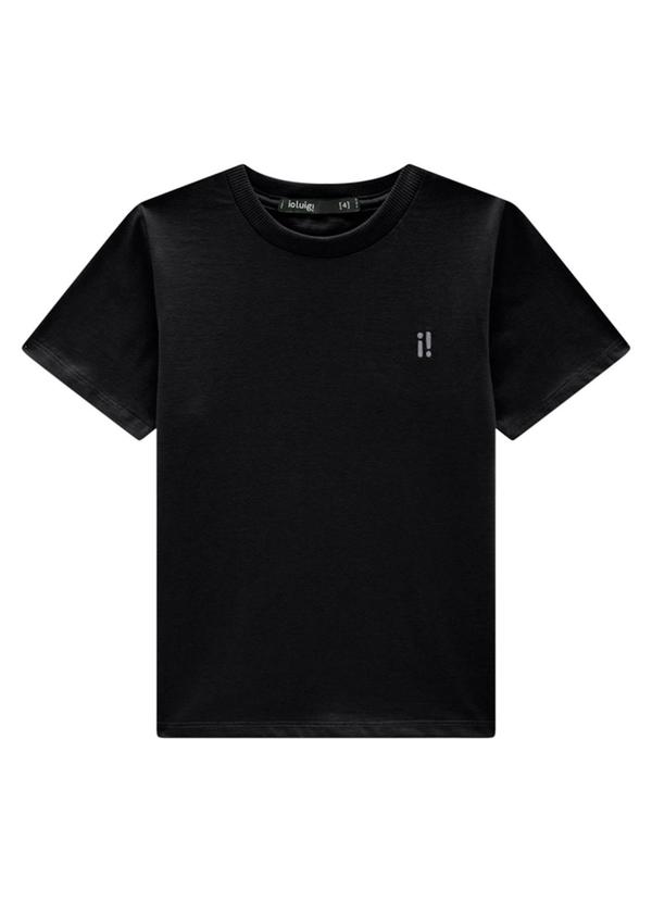 Ioluig - Camiseta Infantil em Meia Malha Penteado Preto