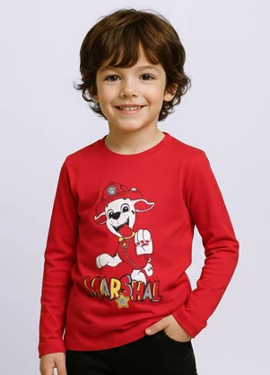 Torra - Camiseta Infantil Estampa Manga Longa Vermelha - TORRA