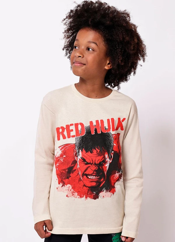 Torra - Camiseta Infantil Manga Longa Algodão HulkBege