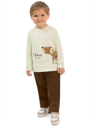 Ddk - Camiseta Infantil Manga Longa Bege - DDK