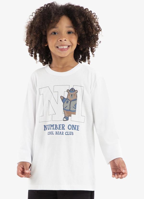 Rovi Kids - Camiseta Infantil Manga Longa Branco