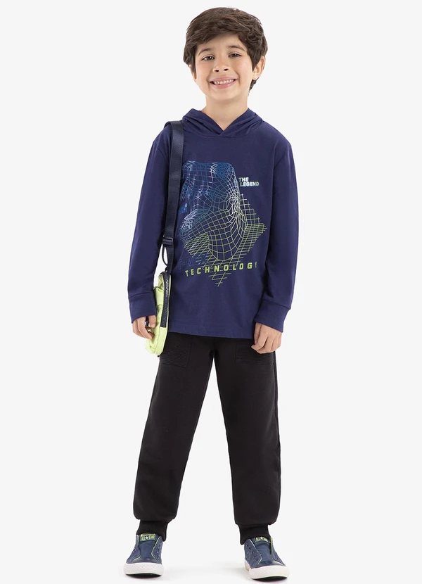 Rovi Kids - Camiseta Infantil Manga Longa com Capuz Azul 3