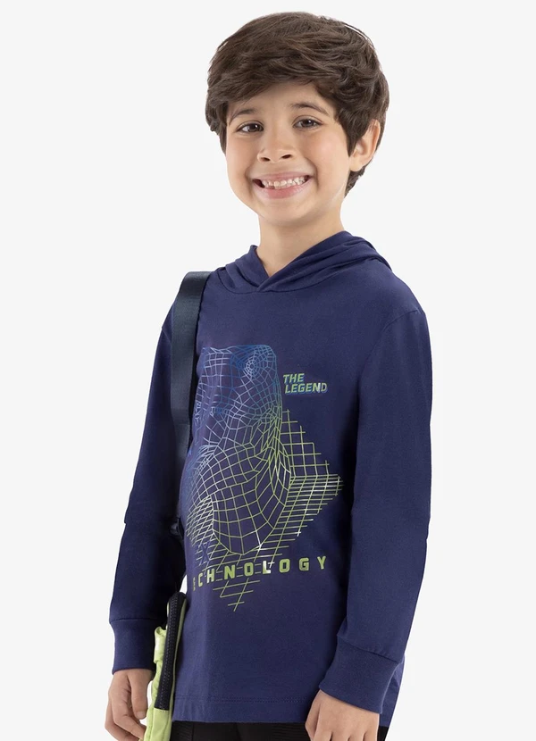 Rovi Kids - Camiseta Infantil Manga Longa com Capuz Azul 4