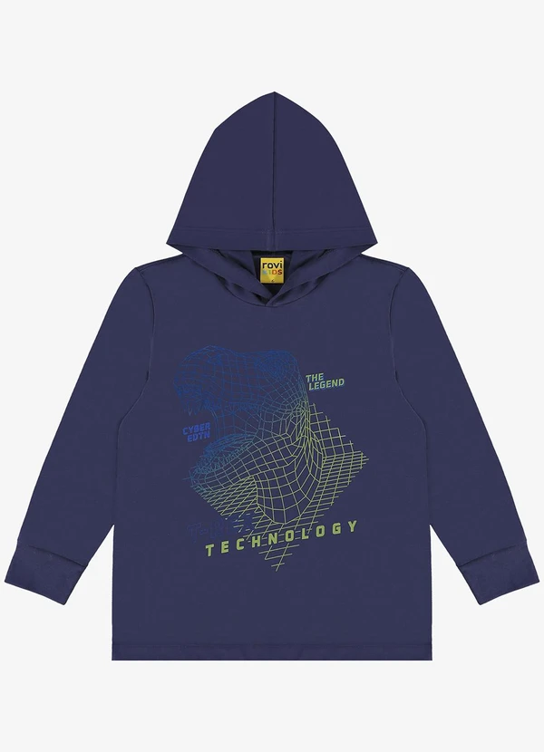 Rovi Kids - Camiseta Infantil Manga Longa com Capuz Azul 5