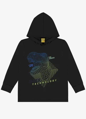 Rovi Kids - Camiseta Infantil Manga Longa com Capuz Preto - ROVI KIDS