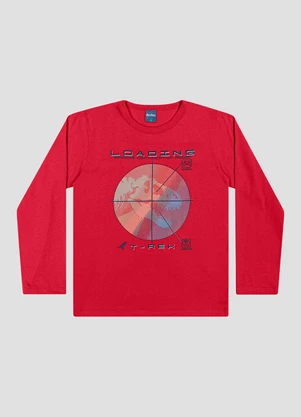 Reirex - Camiseta Infantil Manga Longa com Estampa Vermelho - REIREX