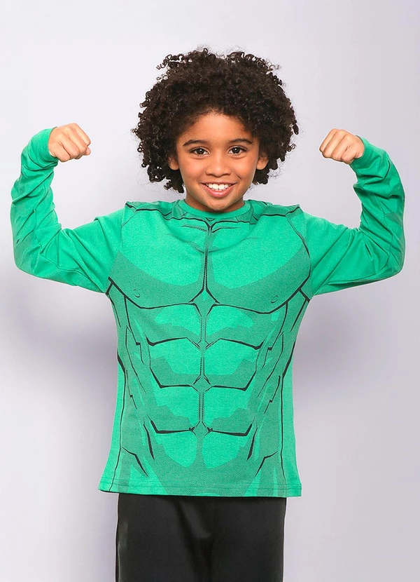 Torra - Camiseta Infantil Manga Longa Hulk Marvel Verde