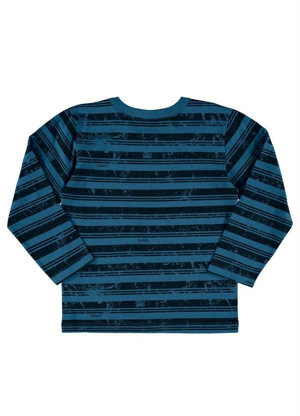 Quimby - Camiseta Infantil Manga Longa Listrada Azul 2