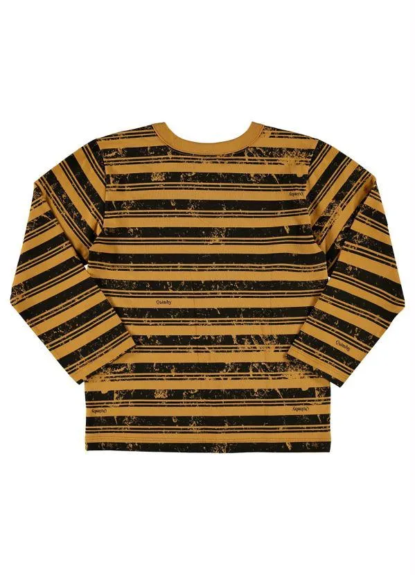 Quimby - Camiseta Infantil Manga Longa Listrada Marrom 2