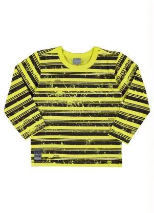 Quimby - Camiseta Infantil Manga Longa Listrada Verde - QUIMBY