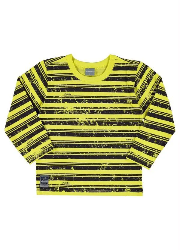 Quimby - Camiseta Infantil Manga Longa Listrada Verde