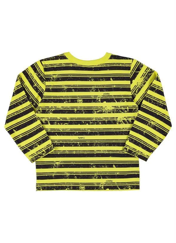 Quimby - Camiseta Infantil Manga Longa Listrada Verde 2