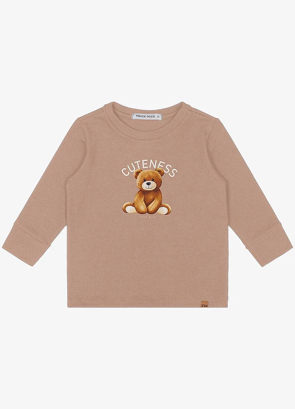 Trick Nick - Camiseta Infantil Manga Longa Marrom