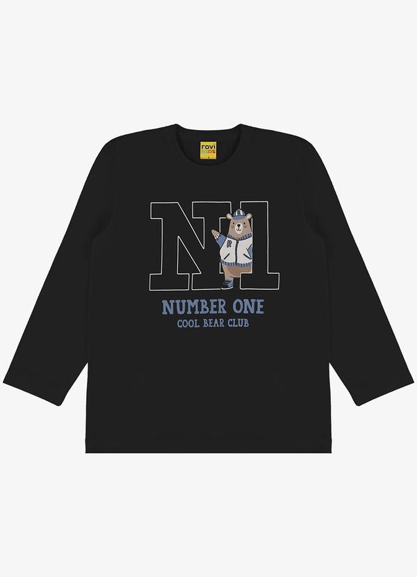 Rovi Kids - Camiseta Infantil Manga Longa Preto