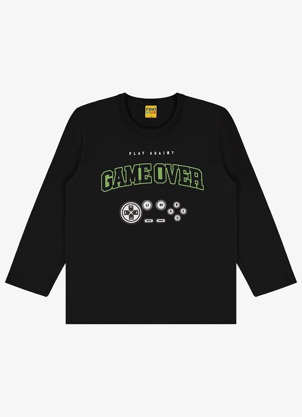 Rovi Kids - Camiseta Infantil Manga Longa Preto