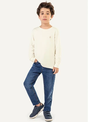 Colorittá - Camiseta Infantil Manga Longa Suedine Bege - COLORITTÁ