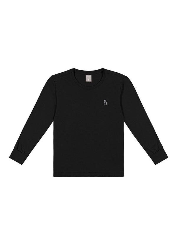 Colorittá - Camiseta Infantil Manga Longa Suedine Preto