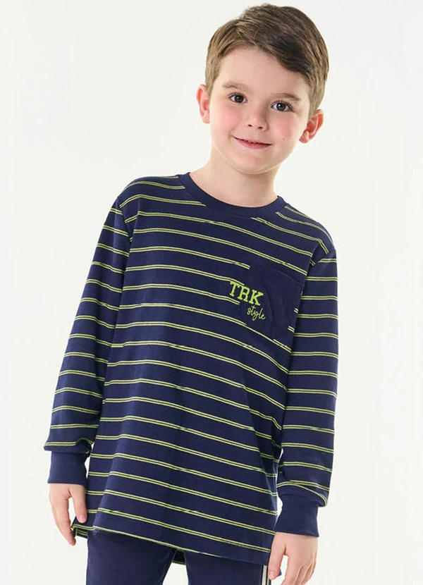 Trick Nick - Camiseta Infantil Masculina Manga Longa Azul 1