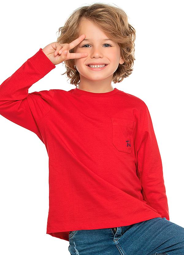 Trick Nick - Camiseta Infantil Masculina Manga Longa Vermelho