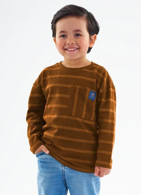 Up Baby - Camiseta Infantil Menina Listrada Marrom 1