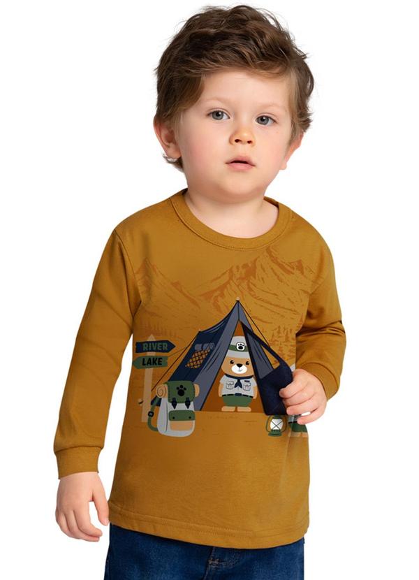Kyly - Camiseta Infantil Menino Acampamento Amarelo