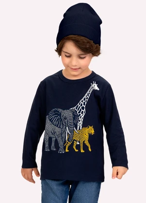 Kyly - Camiseta Infantil Menino Animais Azul - KYLY