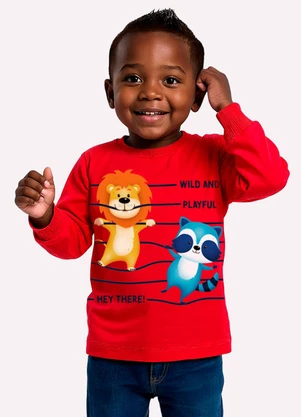 Kyly - Camiseta Infantil Menino Animais Vermelho - KYLY
