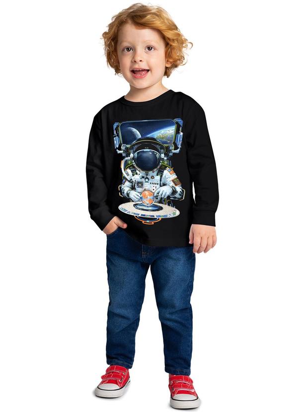 Kyly - Camiseta Infantil Menino Astronauta Preto 2