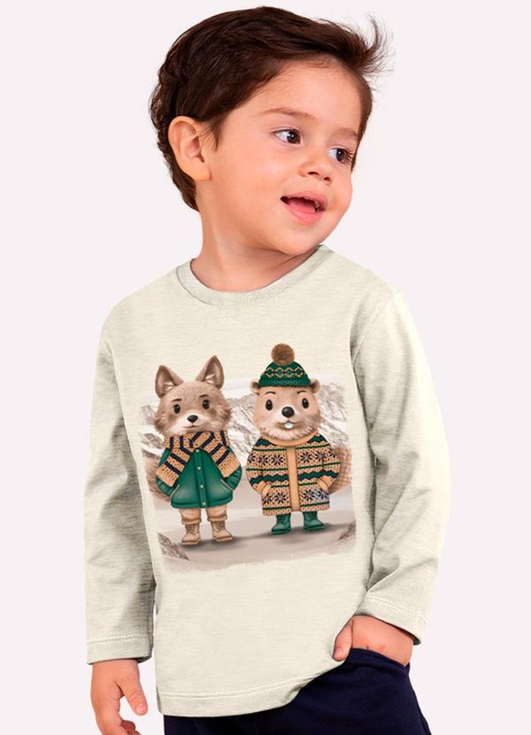 Milon - Camiseta Infantil Menino Bichinhos Cinza