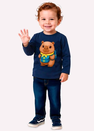 Kyly - Camiseta Infantil Menino Capivara Azul - KYLY