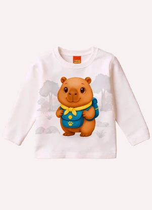 Kyly - Camiseta Infantil Menino Capivara Branco - KYLY