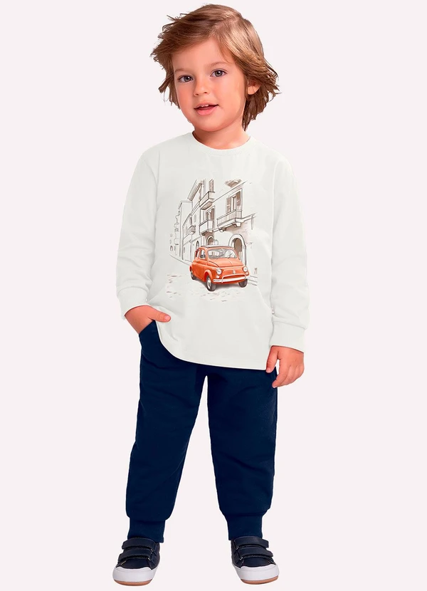 Milon - Camiseta Infantil Menino Carro Off White 2