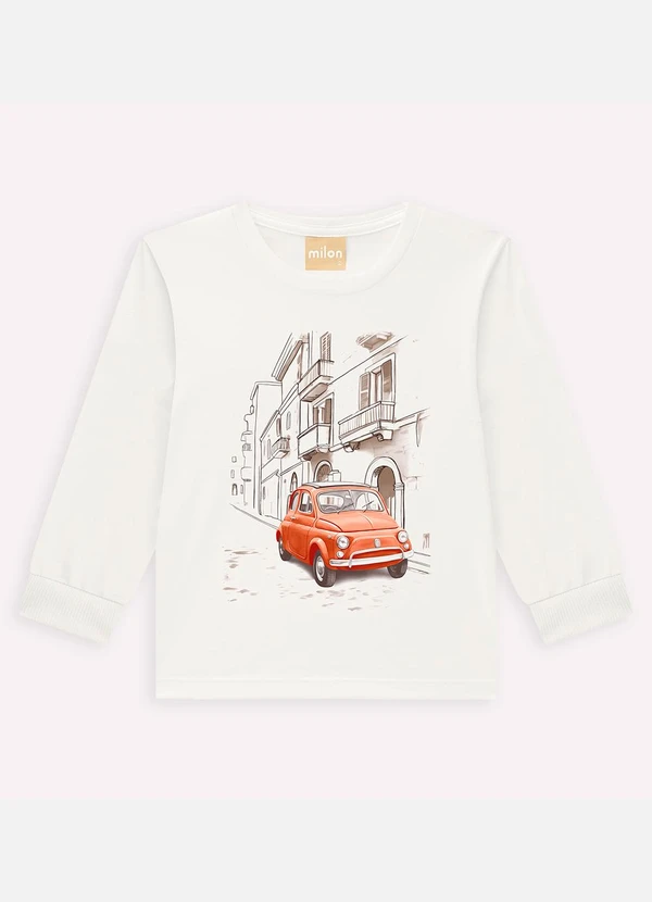Milon - Camiseta Infantil Menino Carro Off White 3