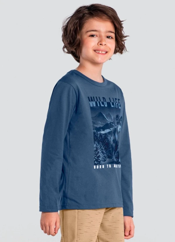 Brandili - Camiseta Infantil Menino de Lobinho Azul 1