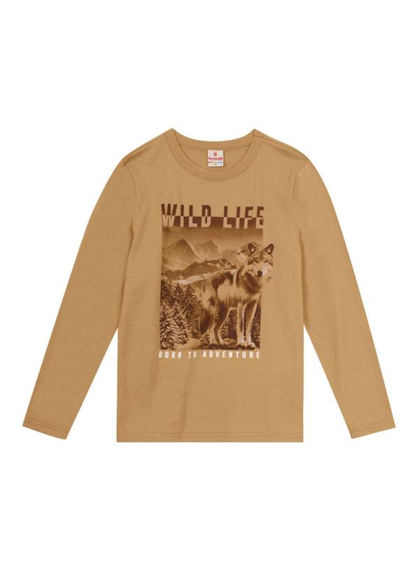 Brandili - Camiseta Infantil Menino de Lobinho Marrom