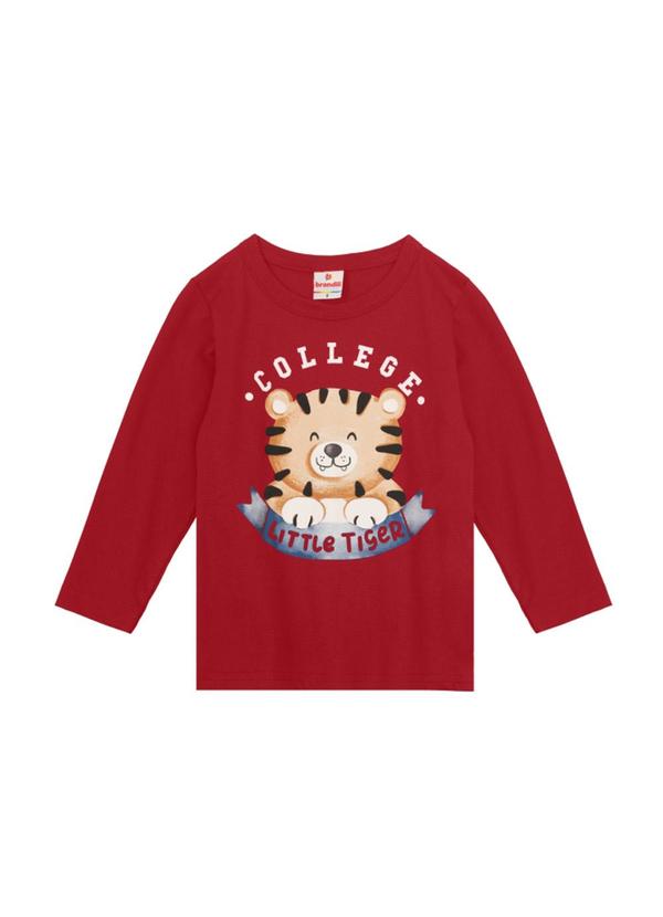 Brandili - Camiseta Infantil Menino de Tigre Bordô