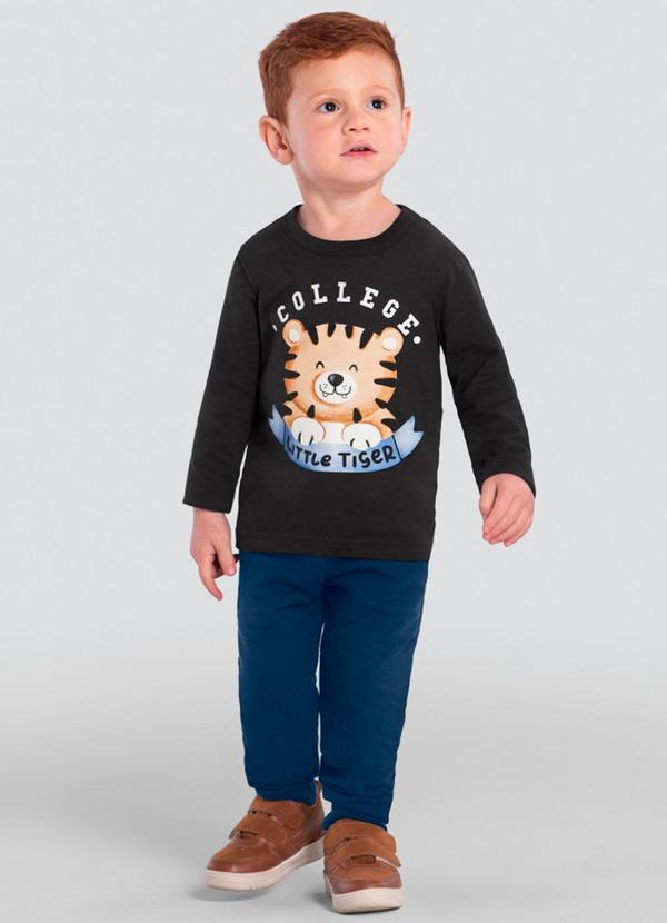 Brandili - Camiseta Infantil Menino de Tigre Cinza 2
