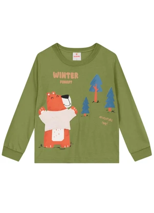 Brandili - Camiseta Infantil Menino de Urso Verde - BRANDILI
