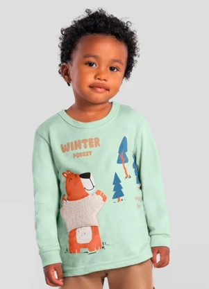 Brandili - Camiseta Infantil Menino de Urso Verde - BRANDILI