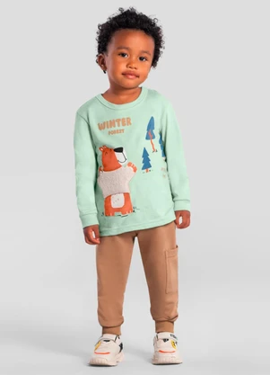 Brandili - Camiseta Infantil Menino de Urso Verde - BRANDILI