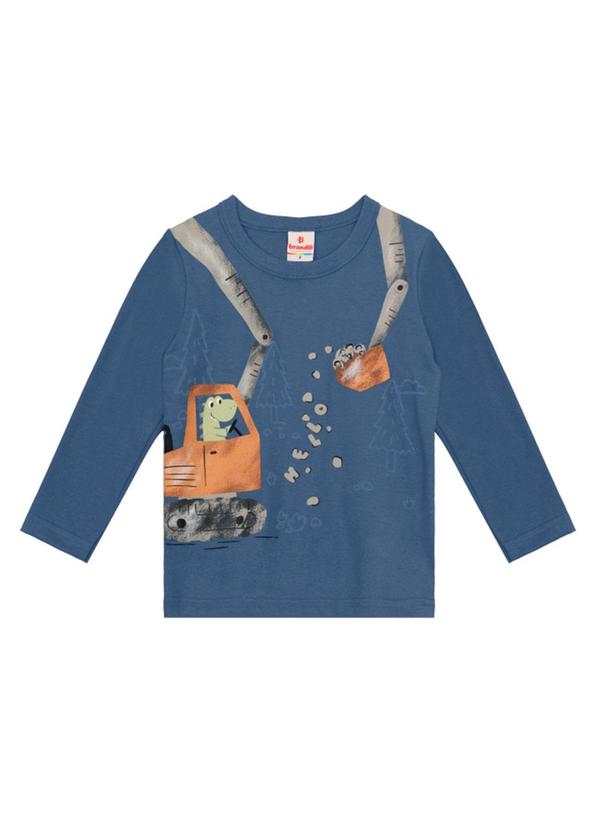 Brandili - Camiseta Infantil Menino Dinossauro Azul