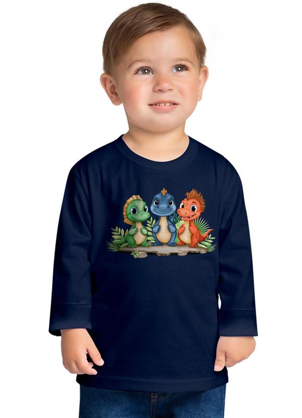 Kyly - Camiseta Infantil Menino Dinossauro Azul