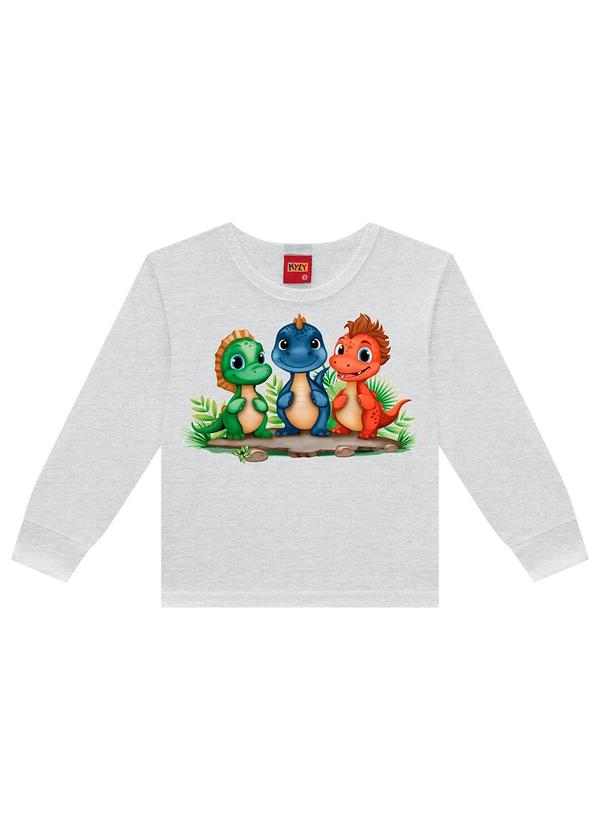 Kyly - Camiseta Infantil Menino Dinossauro Cinza